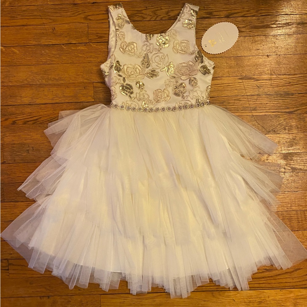 Girls White tiered Gown/dress